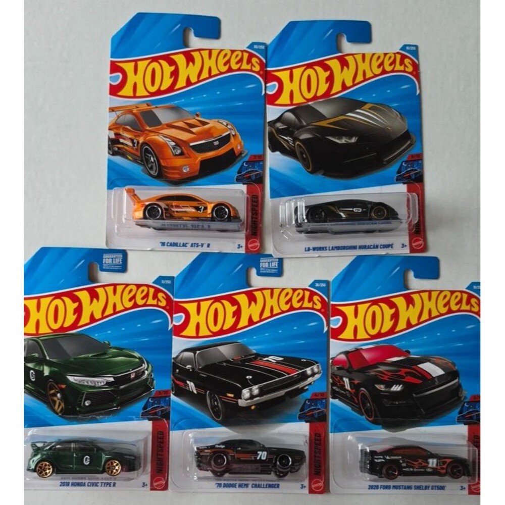 Hot Wheels 5-Car Bundle - Night Speed - Diecast Toy Vehicles - New